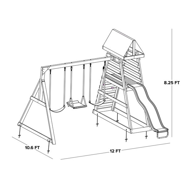 Sportspower Mill Creek Canyon Wooden Swing Set with Lifetime Warranty